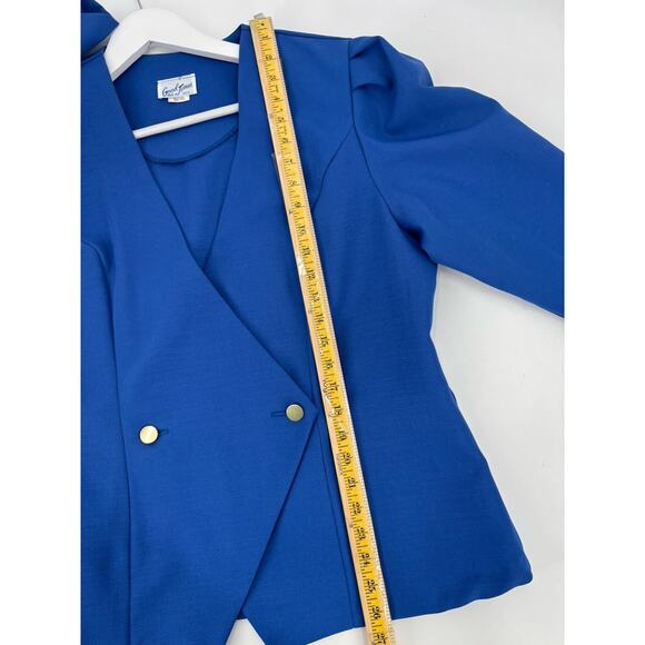 Vintage Good Times Jacket Womens 18 Blue Double Breasted V Neck Pleated 80s 90s - Picture 14 of 15
